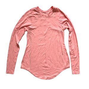 Lululemon Diamond Shirt Top Womens 2 4 Pink Long Sleeve Crew Neck Yoga Running